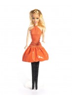 Платье для куклы  ВП  (оранжевое + лосины)