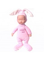 Кукла  МН  ВП  "Спящий малыш"  JX257  озв  в костюме зайца  розовая