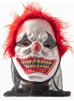 Маска  "Клоун"  "Зловещий смех"  (с капюшоном/красные волосы)