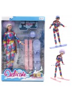 Кукла  ВК  A8-108  Спортсменка  сноуборд/лыжи/коньки  сине-красный костюм  тт