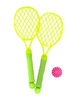 Теннис пляжный  ВП  49410  26*9см  шарик  жёлтый с зеленой ручкой