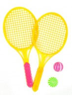 Теннис пляжный  ВП  49413  29*12см  шарик  жёлтый с розовой ручкой