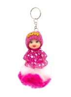 Кукла-брелок  ВП  41977  (одежда с мехом ярко-розовая)
