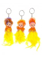 Кукла-брелок  ВП  41962  (платье с перьями желтое)