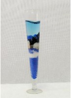 Свеча гелевая 05CG024 с ракушками и синим песком в узком фужере (30см) PVC