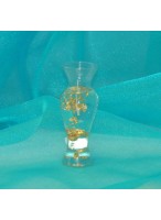 Свеча гелевая 05CG109 прозрачная с золот. блестками в вазочке (14см) PVC