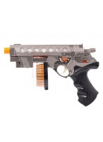 Пистолет муз.  ВП  RF223-1  (лазер/свет/звук/крут.барабан/серый)
