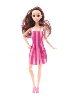 Кукла  ВП  1128-155  (розовое платье в полоску)  (нш)