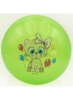 Мяч резиновый  0022  G20637  зеленый  кошка с шариками