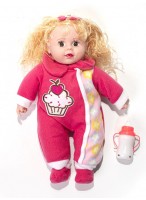 Кукла  МН  ВП  325-1  "Малышка"  (озв/свет/ярко-розовый комбинезон)  (38см)