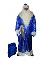 Костюм  "Дед Мороз"  N1017  (парча синяя)  (для взрослых)  (р.52-54)