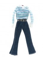 Одежда для куклы Барби  комплект джинсы и свитер в полоску