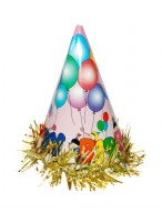 Колпак  "Happy Birthday/шарики"  (картон/розовый)