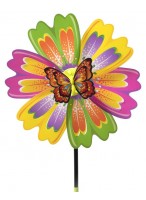 Ветрячок  "Бабочки"  550-6582  (d=24см/розово-желто-зеленый/с бабочкой)