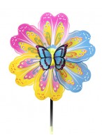 Ветрячок  "Бабочки"  550-6582  (d=24см/розово-желто-синий/с бабочкой)
