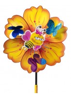 Ветрячок  "Бабочки на цветке"  550-3967  (d=24см/желтый/с пчелкой)