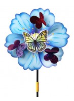 Ветрячок  "Бабочки на цветке"  550-3967  (d=24см/голубой/с бабочкой)