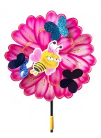Ветрячок  "Бабочки на цветке"  550-3967  (d=24см/розовый/с пчелкой