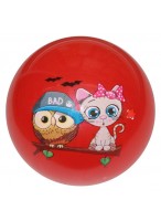 Мяч резиновый  0022  красный  сова с кошкой