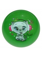 Мяч резиновый  0022  зеленый  кошка в наушниках