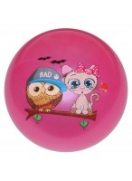 Мяч резиновый  0022  розовый  сова с кошкой