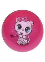 Мяч резиновый  0022  розовый  кошка с роз. бантом