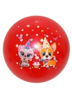 Мяч резиновый  0022  красный  кошка с собакой
