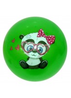 Мяч резиновый  0022  зеленый  медведь в очках