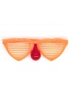 Очки  гигантские  "Сердце" с носом  (оранжевые)