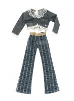 Одежда для куклы Барби  комплект джинсы и кофта серая