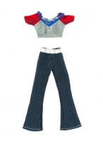 Одежда для куклы Барби  комплект джинсы и топ красно-серый