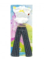 Одежда для куклы Барби  комплект джинсы и кофта белая