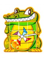 Игра  "Пятнашки"  ВП  44156  (крокодил/оранжевая)  (поле 9 клеток)