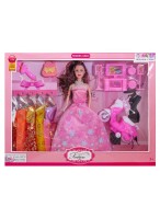 Кукла  ВК  HS1842-13  (розовое платье/с набором платьев/аксесс./мотоциклом)