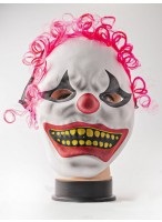Маска  "Клоун"  "Зловещий смех"  (с капюшоном/розовые волосы)