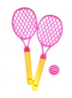 Теннис пляжный  ВП  49410  26*9см  шарик  розовый с желтой ручкой