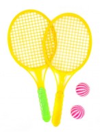 Теннис пляжный  ВП  49413  29*12см  шарик  жёлтый с зеленой ручкой