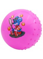 Мяч рез. с шипами  00180  G20658  розовый  мышка