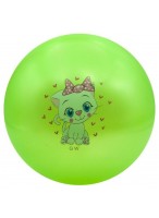 Мяч резиновый  0022  G20636  зеленый  кошка с бантом