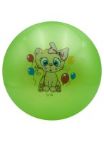 Мяч резиновый  0022  G20636  зеленый  кошка с шариками