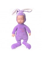 Кукла  МН  ВП  "Спящий малыш"  JX257  озв  в костюме зайца  фиолетовая