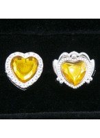 Кольцо  Сердце  с желтым камнем