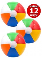 Н-р мячей надувных  0023/12шт  с цветными секторами