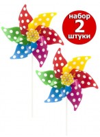 Н-р ветрячков Звезда/2шт d=21см пластик 550-3961 разноцветный горох Н-р ветрячков Звезда/2шт d=21см пластик 550-3961 разноцветный горох