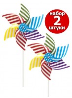 Н-р ветрячков Звезда/2шт d=21см пластик 550-3961 разноцветный полоски Н-р ветрячков Звезда/2шт d=21см пластик 550-3961 разноцветный полоски